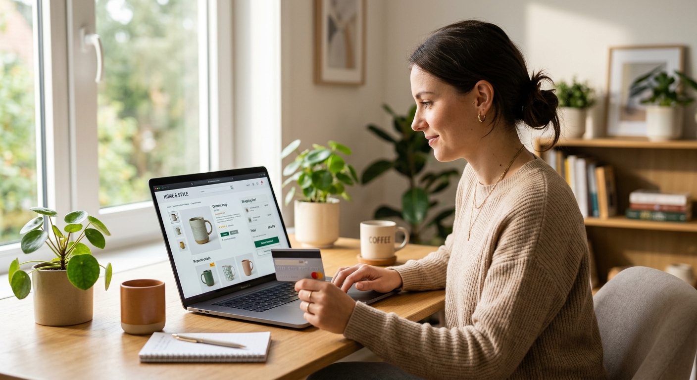 Online-Shopping am Laptop